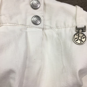 EuroSeat Breeches, Leather Knees *gc, mnr stains, seam puckers, loose threads, v.mnr frayed edge