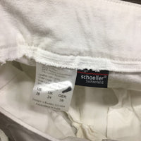 EuroSeat Breeches, Leather Knees *gc, mnr stains, seam puckers, loose threads, v.mnr frayed edge