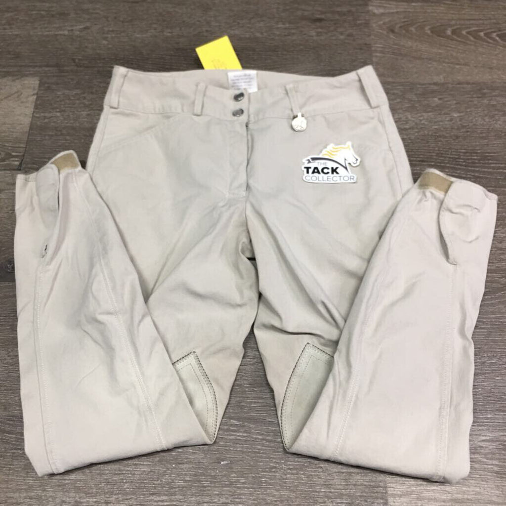 EuroSeat Breeches, Leather Knees *gc, seam puckers, mnr stains, dingy. pulled seat seams