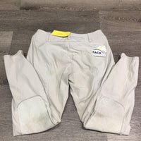 EuroSeat Breeches, Leather Knees *gc, seam puckers, mnr stains, dingy. pulled seat seams