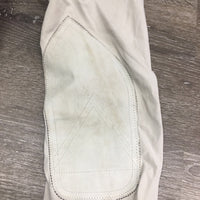 EuroSeat Breeches, Leather Knees *gc, seam puckers, mnr stains, dingy. pulled seat seams