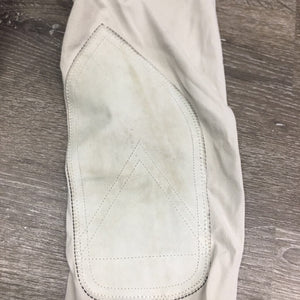 EuroSeat Breeches, Leather Knees *gc, seam puckers, mnr stains, dingy. pulled seat seams
