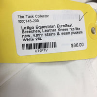 EuroSeat Breeches, Leather Knees *xc/like new, v.mnr stains & seam puckers
