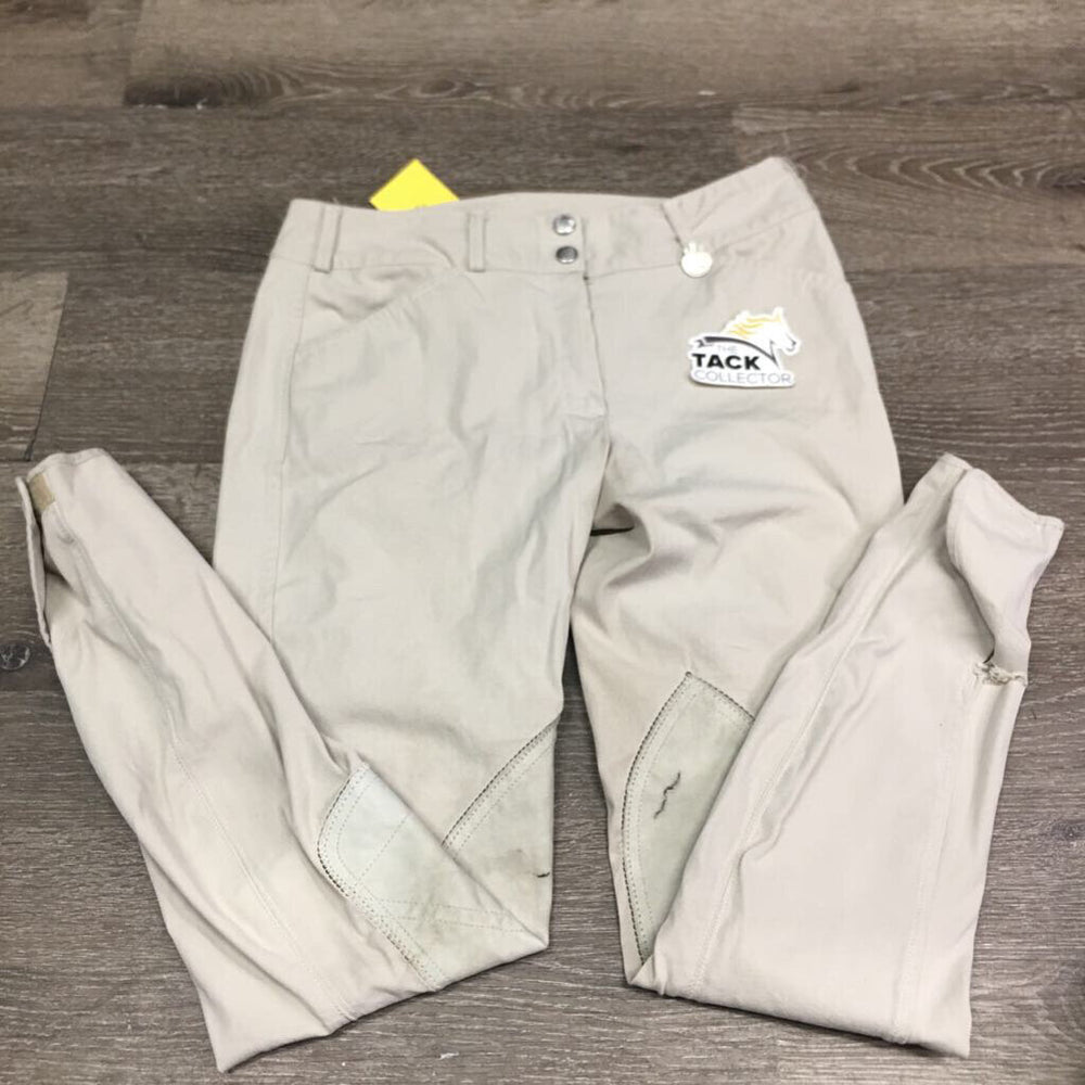 EuroSeat Breeches, Leather Knees *gc, seam puckers, mnr stains, dingy. pulled seat seams
