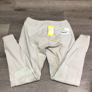 EuroSeat Breeches, Leather Knees *gc, seam puckers, mnr stains, dingy. pulled seat seams