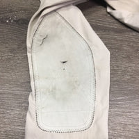 EuroSeat Breeches, Leather Knees *gc, seam puckers, mnr stains, dingy. pulled seat seams
