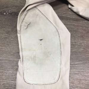 EuroSeat Breeches, Leather Knees *gc, seam puckers, mnr stains, dingy. pulled seat seams