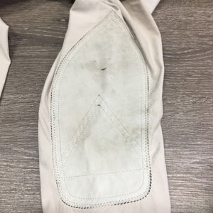 EuroSeat Breeches, Leather Knees *gc, seam puckers, mnr stains, dingy. pulled seat seams