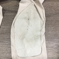 EuroSeat Breeches, Leather Knees *gc, seam puckers, mnr stains, dingy. pulled seat seams, tear
