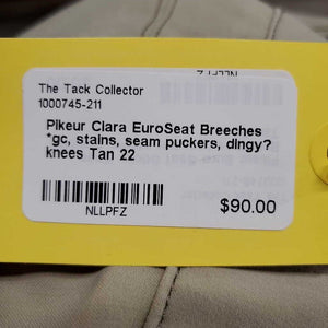EuroSeat Breeches *gc, stains, seam puckers, dingy? knees