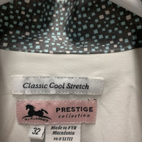 LS Show Shirt, attached snap collar *vgc/xc, mnr seam puckers
