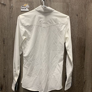 LS Show Shirt, attached snap collar *vgc/xc, mnr seam puckers