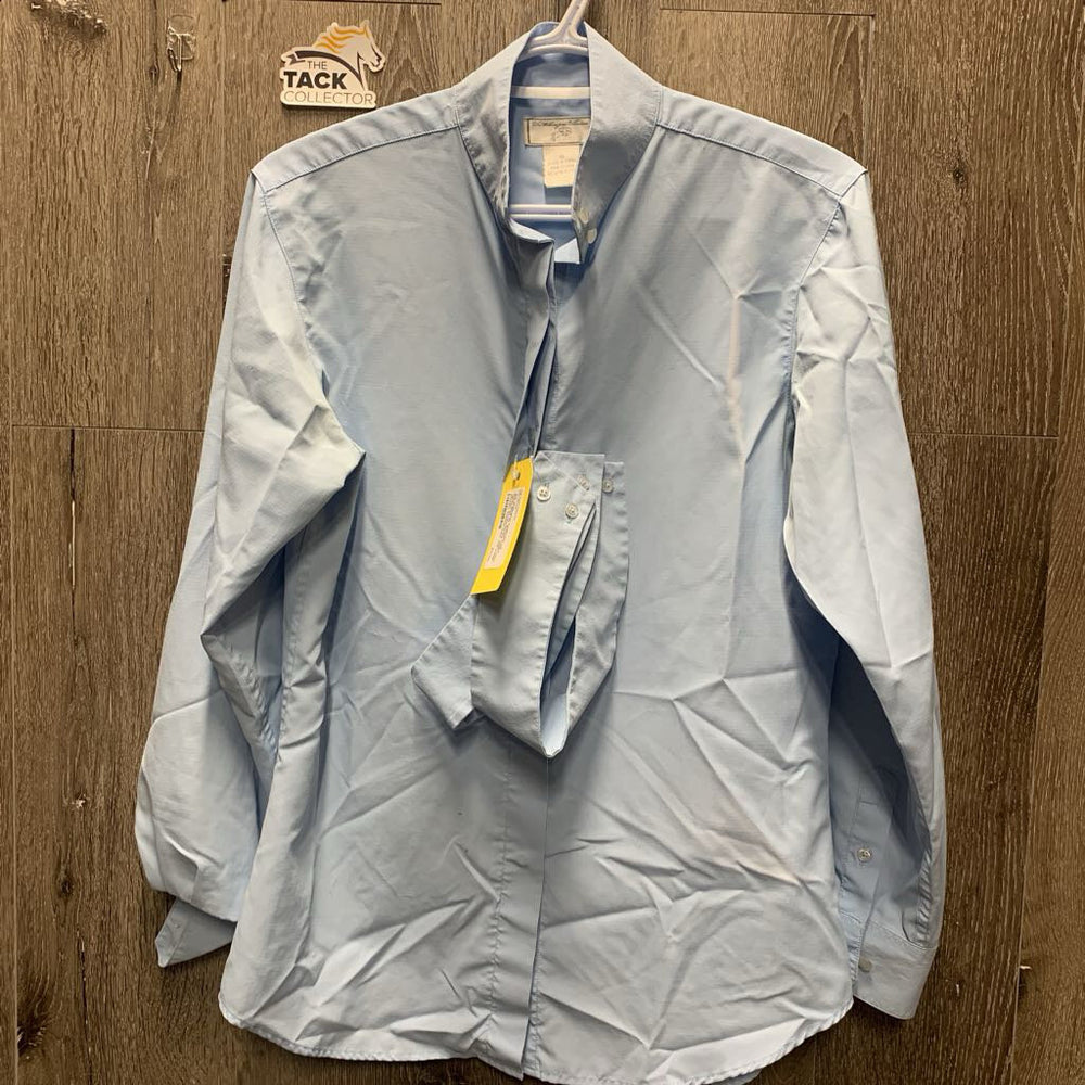 LS Show Shirt, 2x Button Collars *gc/fair, discolored line, older, seam puckers, crinkled collar, mnr snags