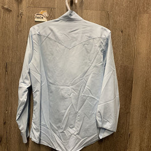 LS Show Shirt, 2x Button Collars *gc/fair, discolored line, older, seam puckers, crinkled collar, mnr snags
