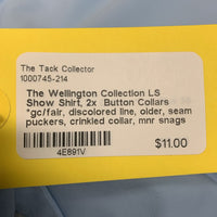 LS Show Shirt, 2x Button Collars *gc/fair, discolored line, older, seam puckers, crinkled collar, mnr snags
