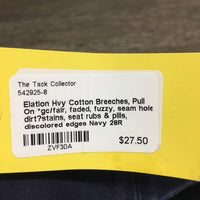 Hvy Cotton Breeches, Pull On *gc/fair, faded, fuzzy, seam hole, dirt?stains, seat rubs & pills, discolored edges
