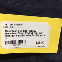 Full Seat Sticky Breeches, Thigh Pocket *gc, mnr hair, dirt? stains, rubs & pills
