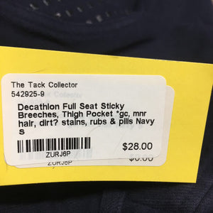 Full Seat Sticky Breeches, Thigh Pocket *gc, mnr hair, dirt? stains, rubs & pills