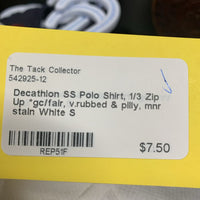SS Polo Shirt, 1/3 Zip Up *gc/fair, v.rubbed & pilly, mnr stain

