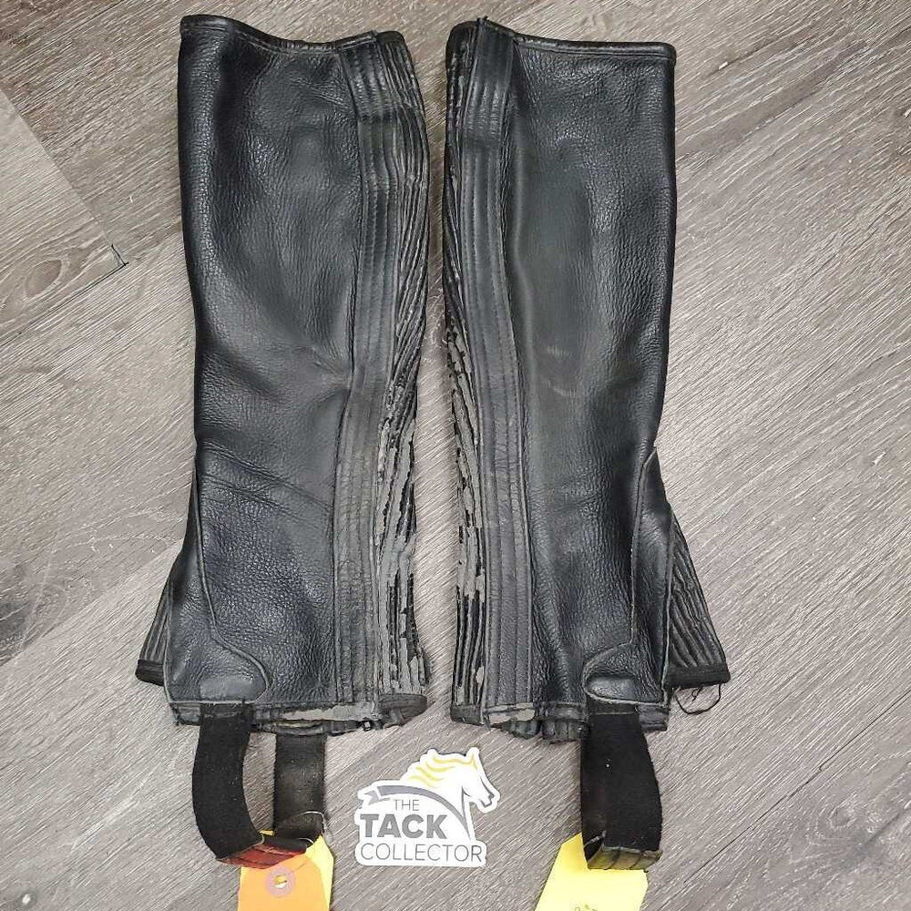 Pr Leather Half Chaps *fair, peeled, rips, v.rubbed, threads