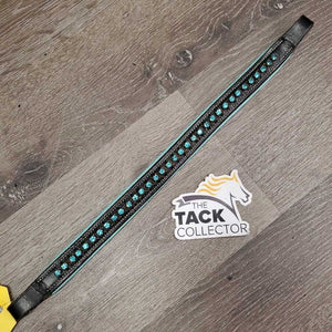 Padded Leather Bling Browband *vgc, clean, stains, rubs, edge scrapes