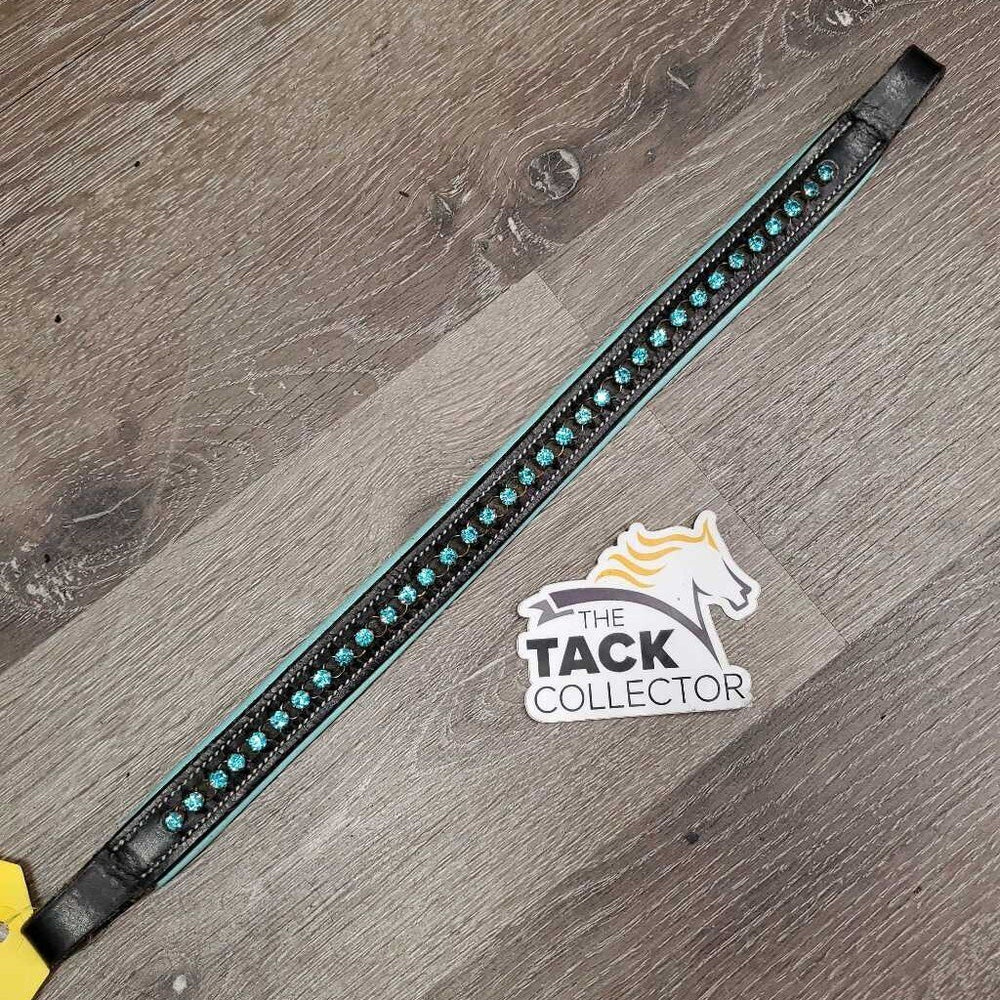 Padded Leather Bling Browband *vgc, clean, stains, rubs, edge scrapes