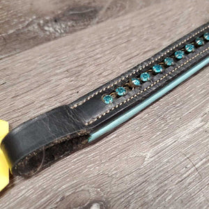 Padded Leather Bling Browband *vgc, clean, stains, rubs, edge scrapes
