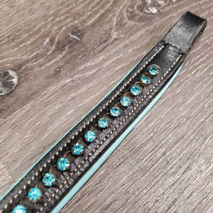 Padded Leather Bling Browband *vgc, clean, stains, rubs, edge scrapes