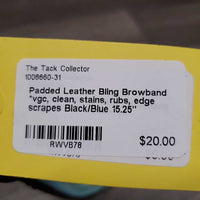 Padded Leather Bling Browband *vgc, clean, stains, rubs, edge scrapes