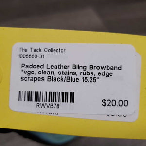 Padded Leather Bling Browband *vgc, clean, stains, rubs, edge scrapes
