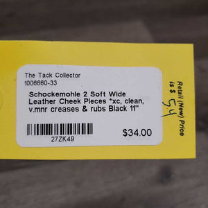 2 Soft Wide Leather Cheek Pieces *xc, clean, v.mnr creases & rubs