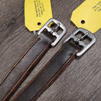 Pr Thick Nylon Lined Stirrup Leathers *gc/fair, older, rubs, faded, scraped edges, threads, UNSTITCHED
