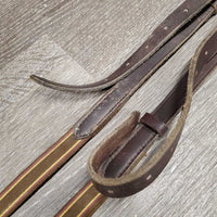 Leather Elastic Side Reins *gc, dry, scraped edges, stiff, bent ends, stains, rubs
