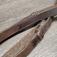 Leather Elastic Side Reins *gc, dry, scraped edges, stiff, bent ends, stains, rubs