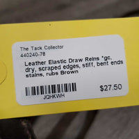 Leather Elastic Side Reins *gc, dry, scraped edges, stiff, bent ends, stains, rubs
