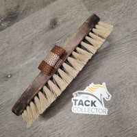 Stiff Short Bristle Dandy Brush, Handle *gc, older, hairy, faded, edge rubs & scrapes, stains
