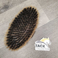Stiff Short Bristle Dandy Brush, Handle *gc, older, hairy, faded, edge rubs & scrapes, stains