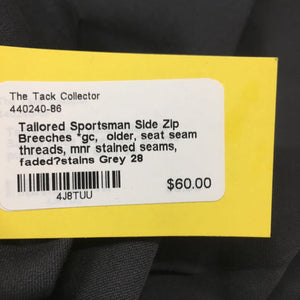 Side Zip Breeches *gc, older, seat seam threads, mnr stained seams, faded?stains