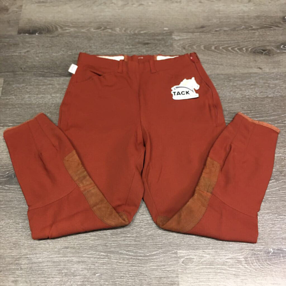 Vintage High Waist Side Zip Breeches,Leather Knees *vgc, mnr undone stitching, rubs, snags, pills & stains