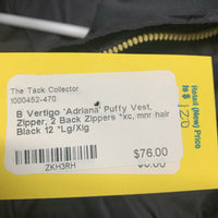 'Adriana' Puffy Vest, Zipper, 2 Back Zippers *xc, mnr hair, rubs & pills
