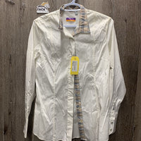 LS Show Shirt, Roll Up Sleeves, snap collar *vgc, crinkles, bubbled collar, older
