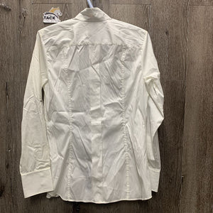 LS Show Shirt, Roll Up Sleeves, snap collar *vgc, crinkles, bubbled collar, older