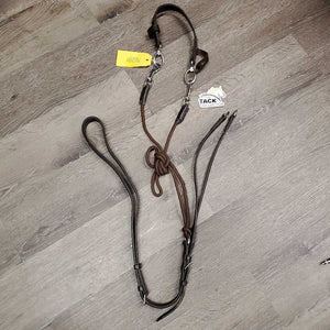 Nylon Cord, Leather De Gogue, Crown Piece *gc, mnr rubs, stains, chewed, dry, stiff, popped/snagged rope