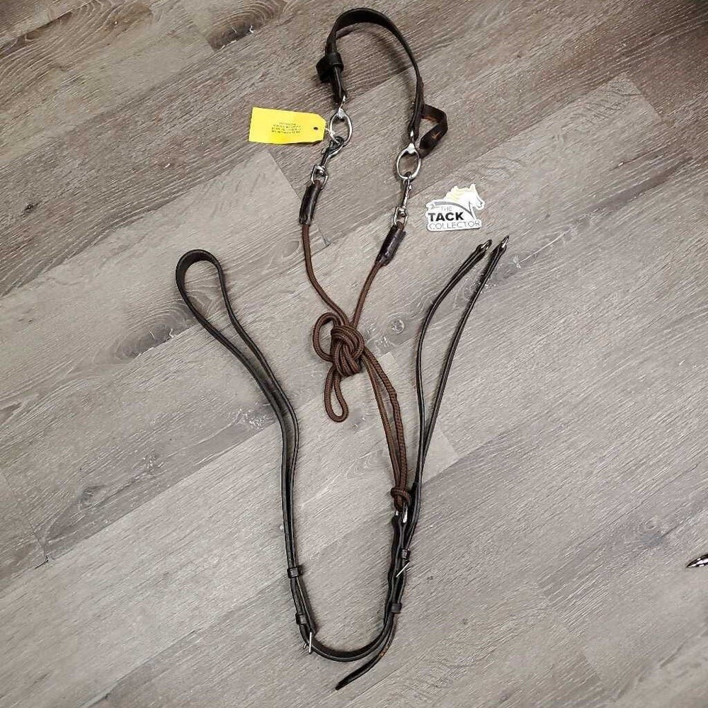 Nylon Cord, Leather De Gogue, Crown Piece *gc, mnr rubs, stains, chewed, dry, stiff, popped/snagged rope