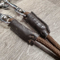 Nylon Cord, Leather De Gogue, Crown Piece *gc, mnr rubs, stains, chewed, dry, stiff, popped/snagged rope
