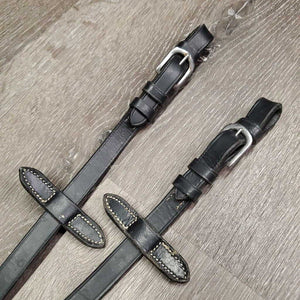 Thick Soft Plain Reins, Finger Stoppers, Buckles *vgc, mnr dirty & clean, creases