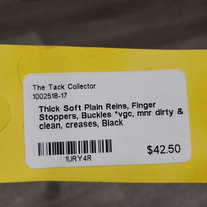 Thick Soft Plain Reins, Finger Stoppers, Buckles *vgc, mnr dirty & clean, creases