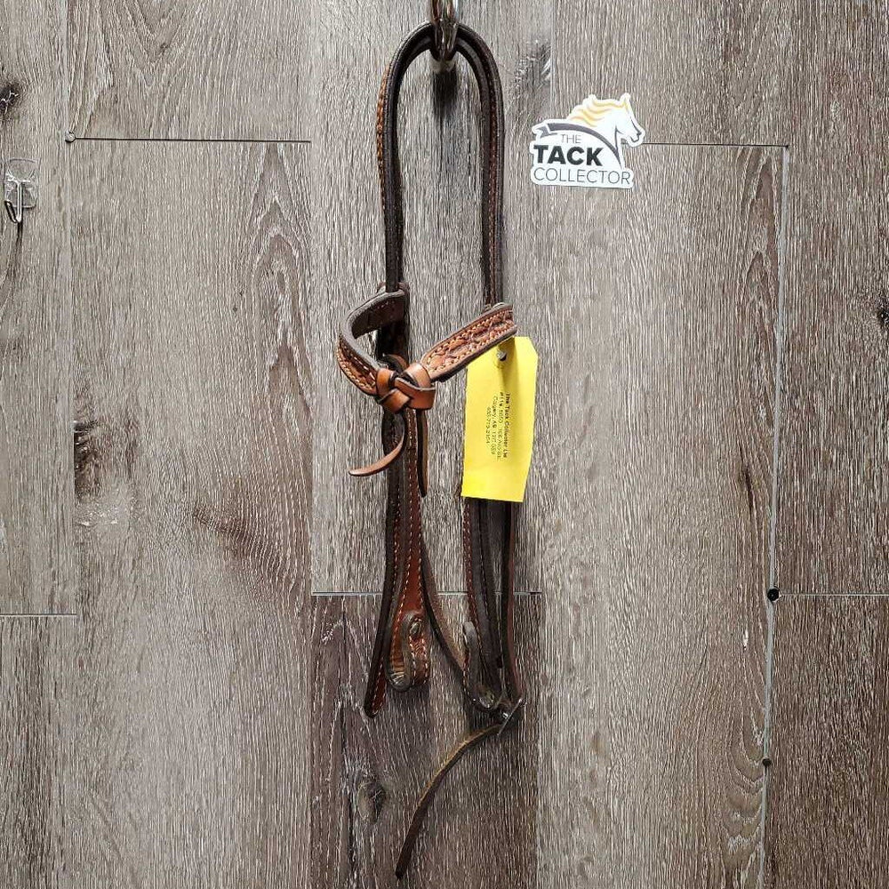 Double Stitched & Stamped Headstall, All Screws, Futurity Knot *vgc, clean, mnr rubs, residue, creases & stains