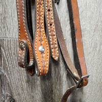 Double Stitched & Stamped Headstall, All Screws, Futurity Knot *vgc, clean, mnr rubs, residue, creases & stains
