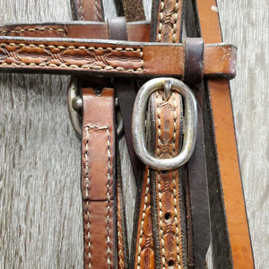 Double Stitched & Stamped Headstall, All Screws, Futurity Knot *vgc, clean, mnr rubs, residue, creases & stains